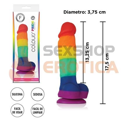 Consolador multi color de 13 cm con sopapa